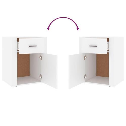 Sengebord 50x36x60 cm konstrueret træ hvid