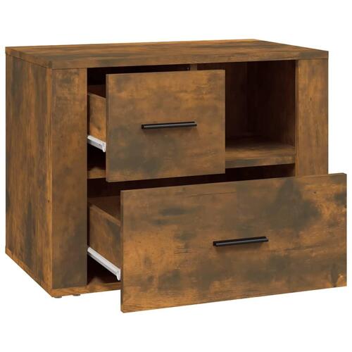 Sengebord 60x36x45 cm konstrueret træ røget egetræsfarve