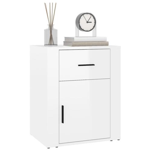Sengeskab 50x36x60 cm konstrueret træ hvid højglans