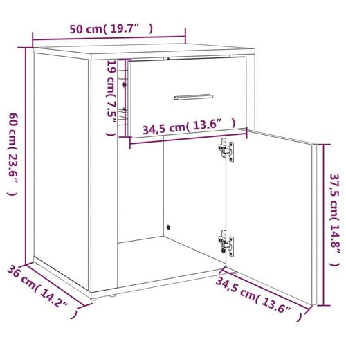 Sengeskab 50x36x60 cm konstrueret træ hvid højglans