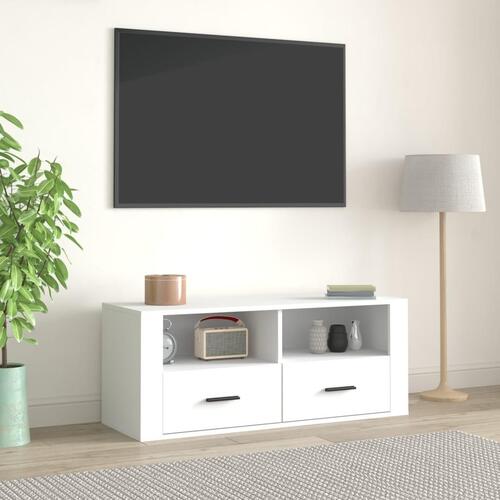 Tv-bord 100x35x40 cm konstrueret træ hvid