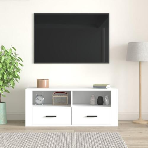 Tv-bord 100x35x40 cm konstrueret træ hvid
