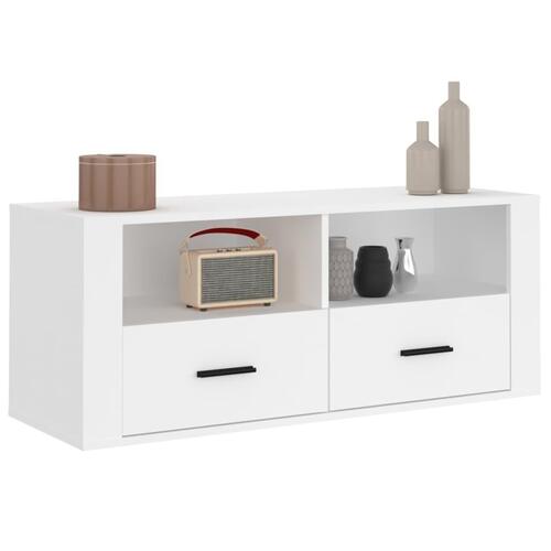 Tv-bord 100x35x40 cm konstrueret træ hvid