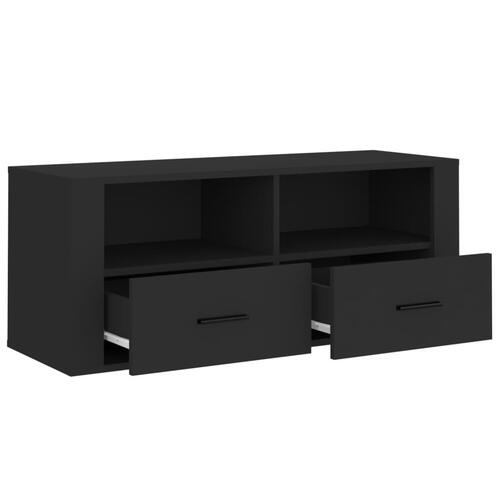 Tv-bord 100x35x40 cm konstrueret træ sort