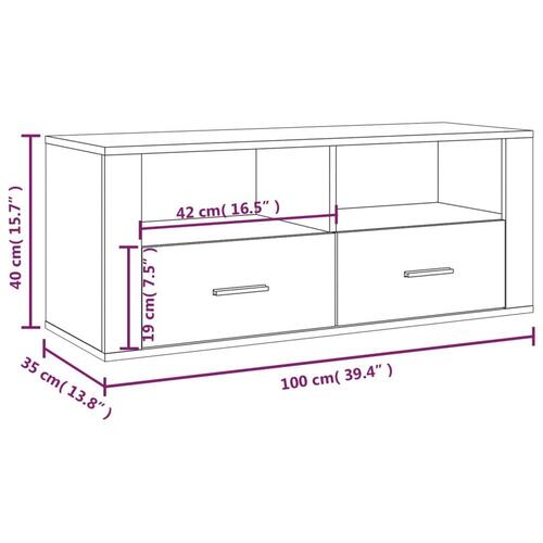 Tv-bord 100x35x40 cm konstrueret træ sort