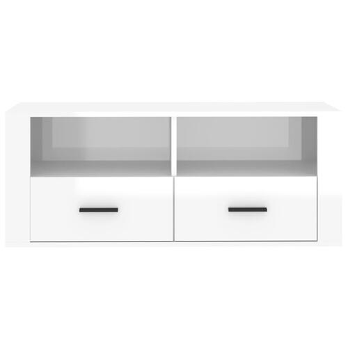 Tv-bord 100x35x40 cm konstrueret træ hvid højglans