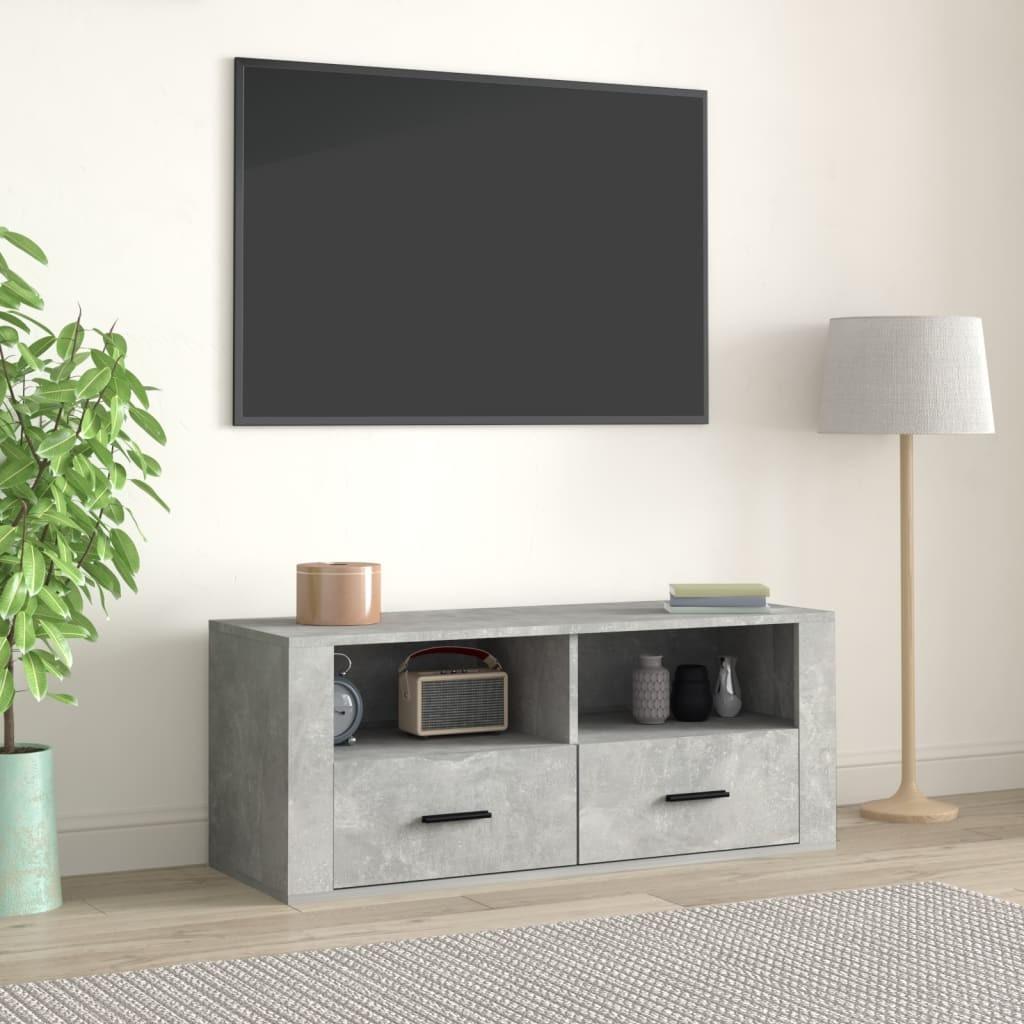 Tv-bord 100x35x40 cm konstrueret træ betongrå