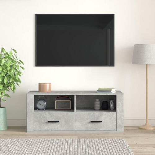 Tv-bord 100x35x40 cm konstrueret træ betongrå