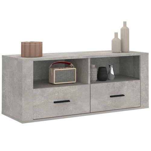 Tv-bord 100x35x40 cm konstrueret træ betongrå