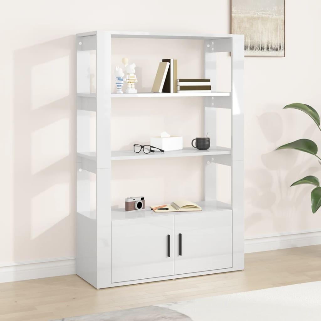 Skænk 80x30x119,5 cm konstrueret træ hvid højglans
