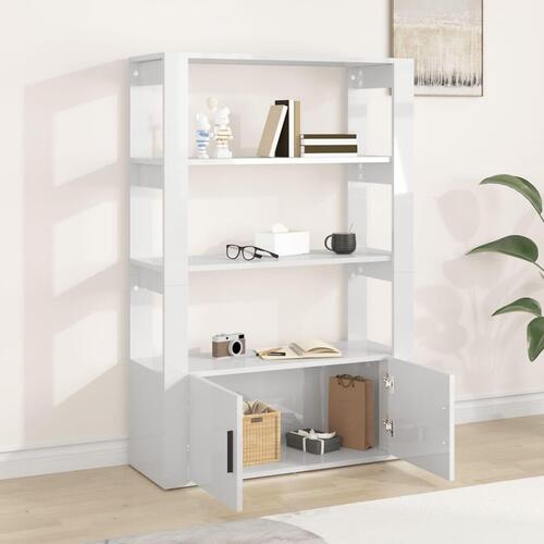 Skænk 80x30x119,5 cm konstrueret træ hvid højglans