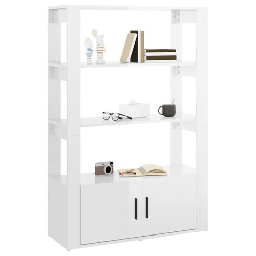 Skænk 80x30x119,5 cm konstrueret træ hvid højglans