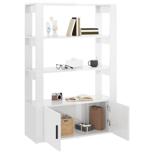 Skænk 80x30x119,5 cm konstrueret træ hvid højglans