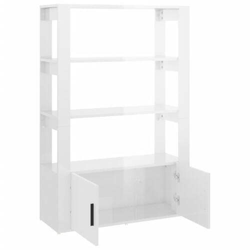 Skænk 80x30x119,5 cm konstrueret træ hvid højglans