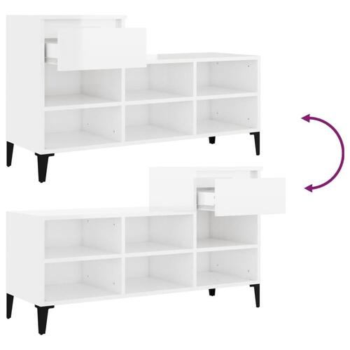 Skoreol 102x36x60 cm konstrueret træ hvid højglans