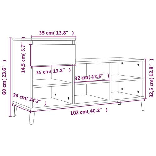 Skoreol 102x36x60 cm konstrueret træ hvid højglans