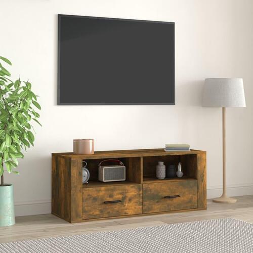 Tv-bord 100x35x40 cm konstrueret træ røget egetræsfarve