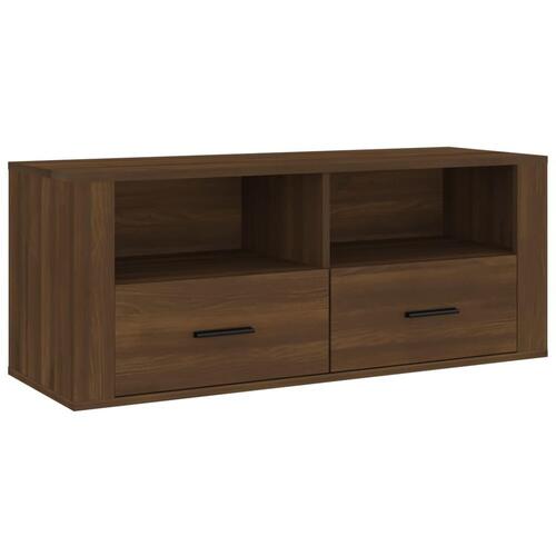 Tv-bord 100x35x40 cm konstrueret træ brun egetræsfarve
