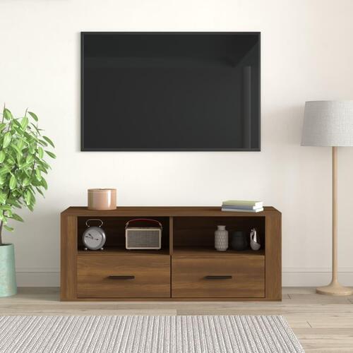 Tv-bord 100x35x40 cm konstrueret træ brun egetræsfarve