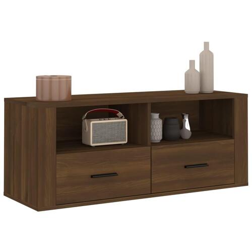 Tv-bord 100x35x40 cm konstrueret træ brun egetræsfarve