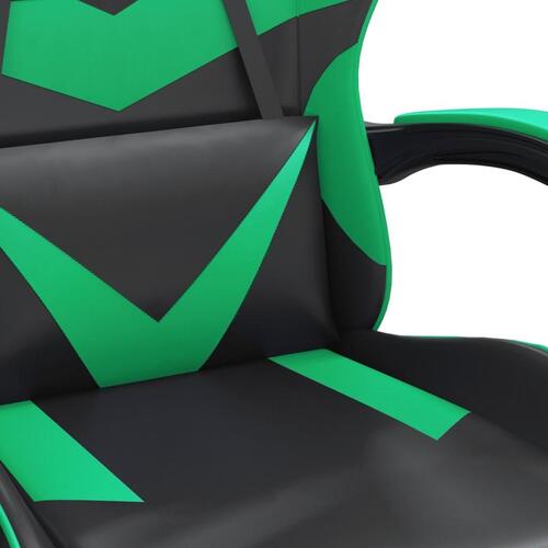 Drejelig gamingstol kunstlæder sort og grøn