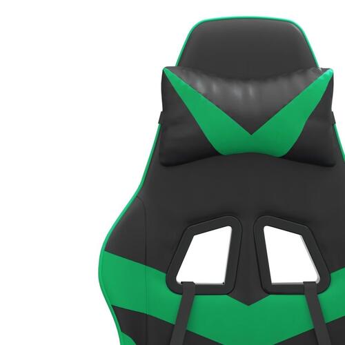 Drejelig gamingstol kunstlæder sort og grøn
