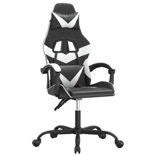 Drejelig gamingstol kunstlæder sort og hvid