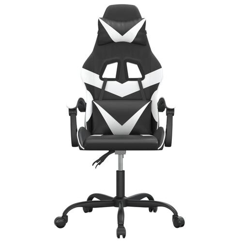 Drejelig gamingstol kunstlæder sort og hvid