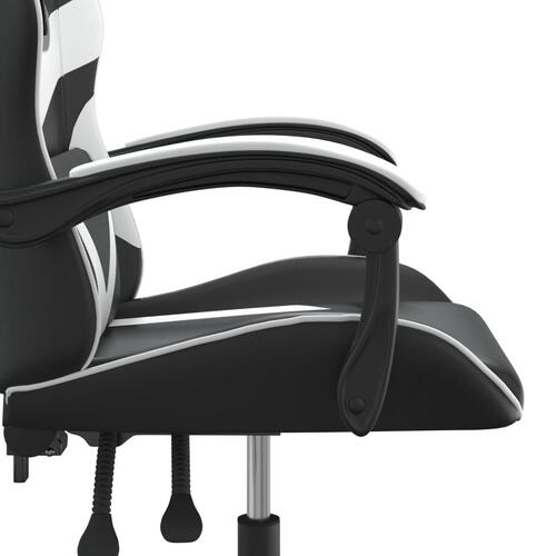 Drejelig gamingstol kunstlæder sort og hvid