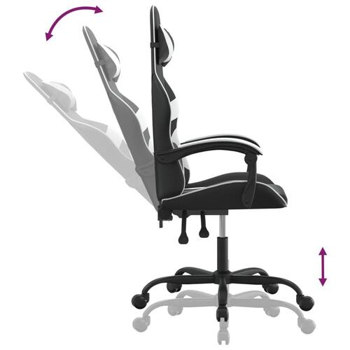 Drejelig gamingstol kunstlæder sort og hvid