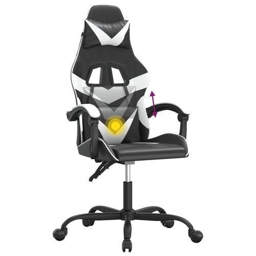 Drejelig gamingstol kunstlæder sort og hvid