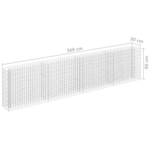 Gabion-højbed 360x30x90 cm galvaniseret stål