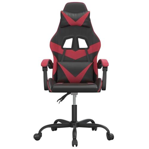 Drejelig gamingstol kunstlæder sort og vinrød
