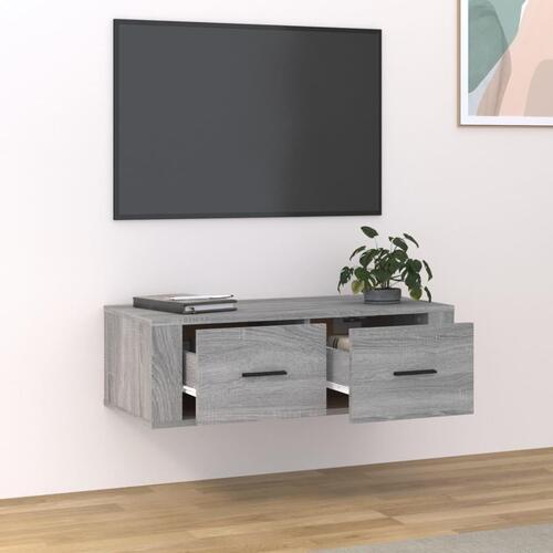 Væghængt tv-bord 80x36x25 cm konstrueret træ grå sonoma-eg