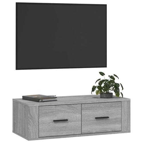 Væghængt tv-bord 80x36x25 cm konstrueret træ grå sonoma-eg