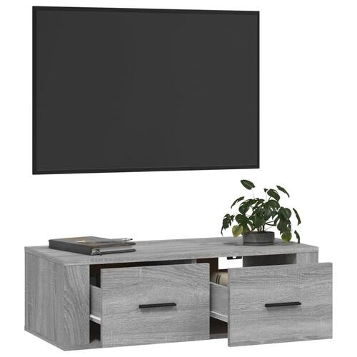 Væghængt tv-bord 80x36x25 cm konstrueret træ grå sonoma-eg