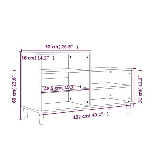 Skoreol 102x36x60 cm konstrueret træ sort