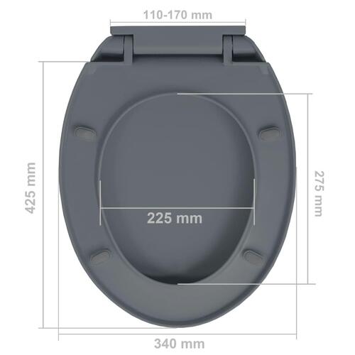 Toiletsæde med soft close oval grå