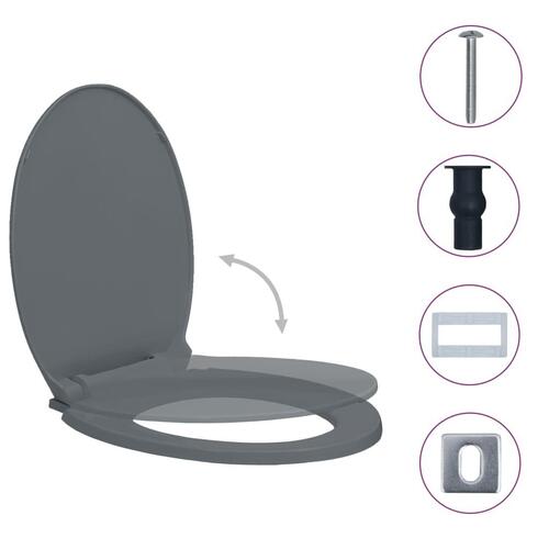 Toiletsæde med soft close og quick release-funktion oval grå