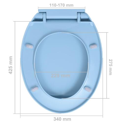 Soft close toiletsæde quick release oval blå