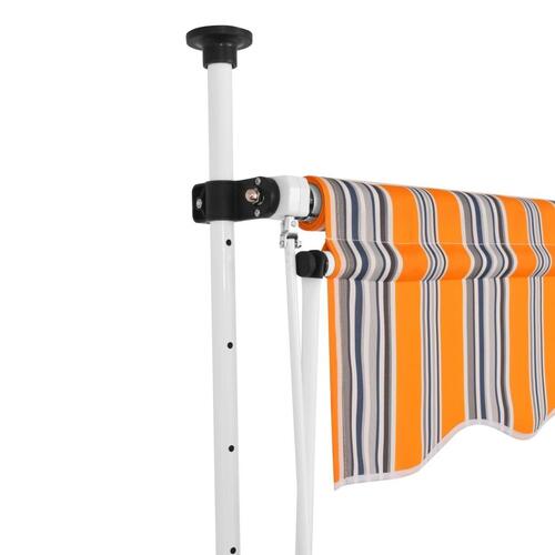 Foldemarkise manuel betjening 100 cm gul og blå striber