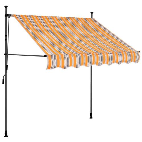 Markise m. LED-lys manuel betjening 100 cm gul og blå