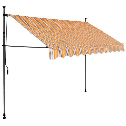 Markise m. LED-lys manuel betjening 250 cm gul og blå