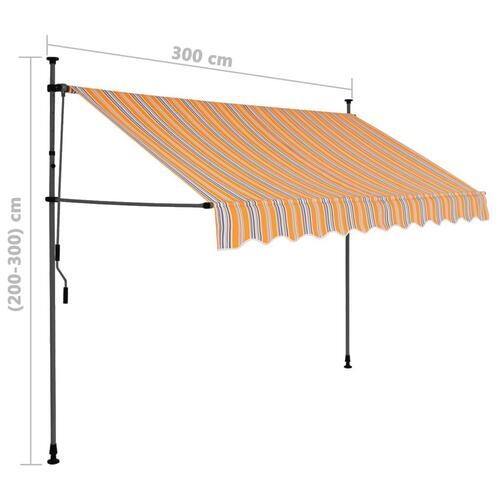 Markise m. LED-lys manuel betjening 300 cm gul og blå