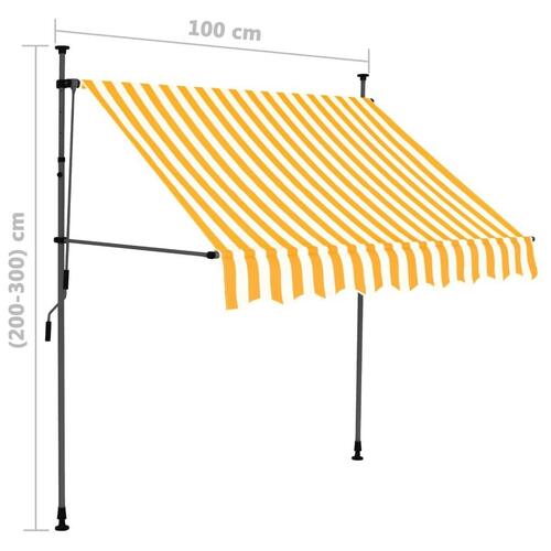 Markise m. LED-lys manuel betjening 100 cm hvid og orange