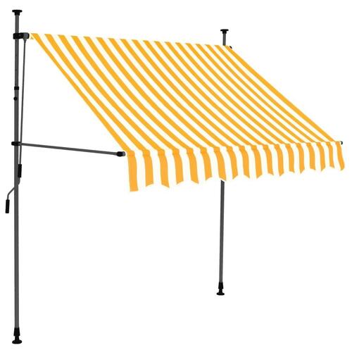Markise m. LED-lys manuel betjening 150 cm hvid og orange