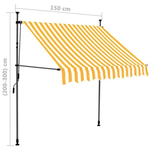 Markise m. LED-lys manuel betjening 150 cm hvid og orange