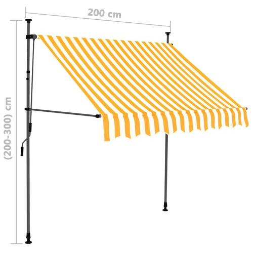 Markise m. LED-lys manuel betjening 200 cm hvid og orange