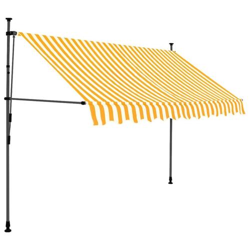 Markise m. LED-lys manuel betjening 250 cm hvid og orange