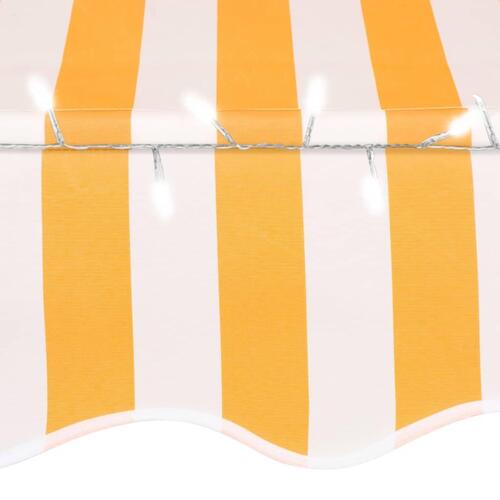 Markise m. LED-lys manuel betjening 250 cm hvid og orange